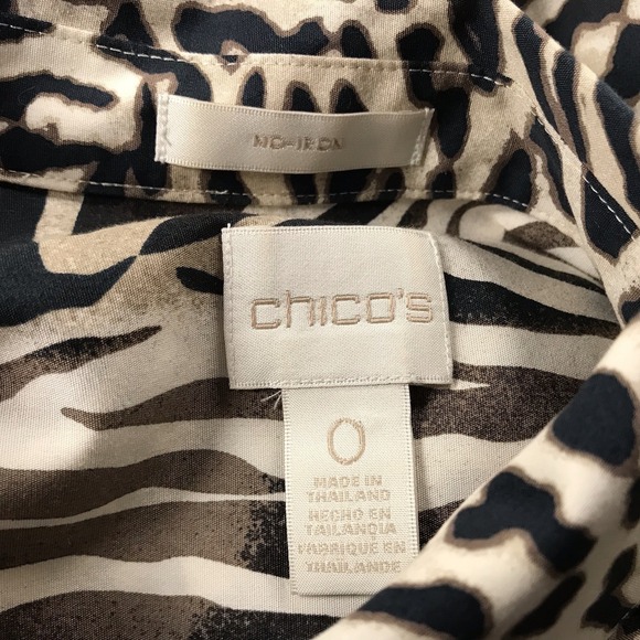CHICO'S LEOPARD PATTERN NO IRON BUTTON DOWN SHIRT 100% COTTON WOMENS SIZE SMALL - Picture 4 of 7